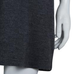 Pre Owned Burberry Grey Wool Drop Waist Zip Front Dress M