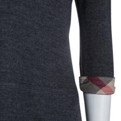 Pre Owned Burberry Grey Wool Drop Waist Zip Front Dress M