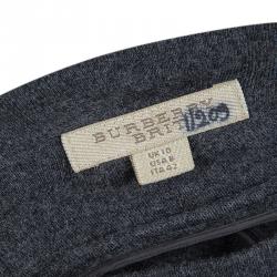 Pre Owned Burberry Grey Wool Drop Waist Zip Front Dress M