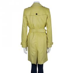 مملوكة مسبقًا معطف بربري لندن جلد أصفر فاتح بحزام s