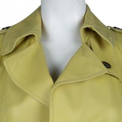 مملوكة مسبقًا معطف بربري لندن جلد أصفر فاتح بحزام s