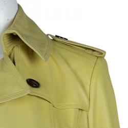 مملوكة مسبقًا معطف بربري لندن جلد أصفر فاتح بحزام s