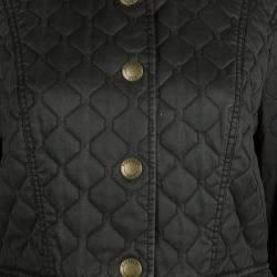 Pre Owned Burberry Brit Olive Green Quilted Geometric Pattern Detail Jacket L
