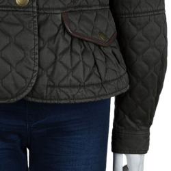 Pre Owned Burberry Brit Olive Green Quilted Geometric Pattern Detail Jacket L
