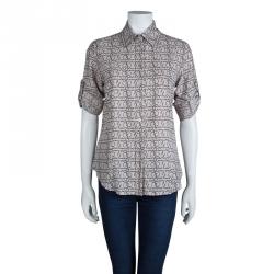 مملوكة مسبقًا Burberry Beige Monogram Print Cotton Long Sleeve Buttondown Shirt M  