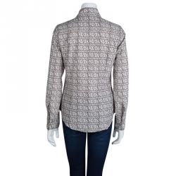 مملوكة مسبقًا Burberry Beige Monogram Print Cotton Long Sleeve Buttondown Shirt M  