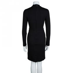 Pre Owned فستان بربري صوف أسود ياقة مستديرة أكمام طويلة M