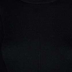 Pre Owned فستان بربري صوف أسود ياقة مستديرة أكمام طويلة M