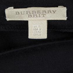 Pre Owned فستان بربري صوف أسود ياقة مستديرة أكمام طويلة M