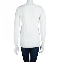 Pre Owned سويتر بربري بريت أبيض أكمام طويلة ورقبة مستديرة XS