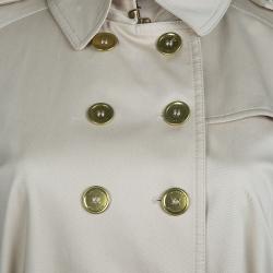 Pre Owned معطف بربري قطن بيج بحزام وصفين من الأزرار M