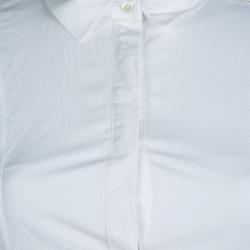 مملوكة مسبقًا Burberry White Cotton Gathered Long Sleeve Shirt Dress S