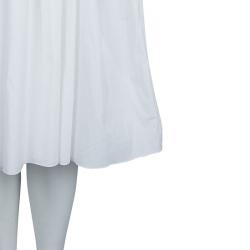 مملوكة مسبقًا Burberry White Cotton Gathered Long Sleeve Shirt Dress S