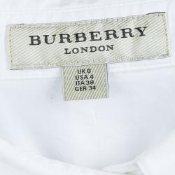 مملوكة مسبقًا Burberry White Cotton Gathered Long Sleeve Shirt Dress S