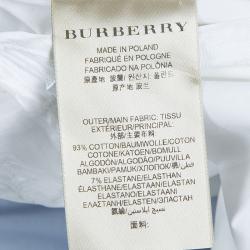 مملوكة مسبقًا Burberry White Cotton Gathered Long Sleeve Shirt Dress S