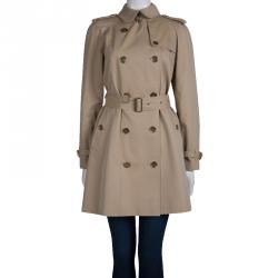 Pre Owned Burberry Beige Cotton Double Breasted Belted Trench Coat S