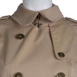 Pre Owned Burberry Beige Cotton Double Breasted Belted Trench Coat S