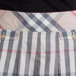 Pre Owned Burberry London Beige Nova Check Cotton Pleated Skirt M