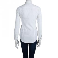 Pre Owned قميص بربري قطن أبيض كاروهات نوفا بأزرار أمامية XS