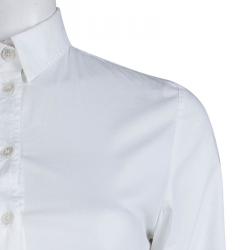 Pre Owned قميص بربري قطن أبيض كاروهات نوفا بأزرار أمامية XS