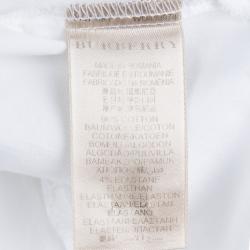 Pre Owned قميص بربري قطن أبيض كاروهات نوفا بأزرار أمامية XS