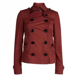 مملوكة مسبقًا Burberry Brit Red Cotton Double Breasted Jacket XS  