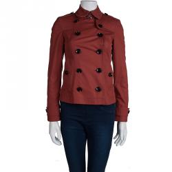مملوكة مسبقًا Burberry Brit Red Cotton Double Breasted Jacket XS  