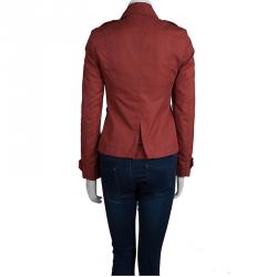 مملوكة مسبقًا Burberry Brit Red Cotton Double Breasted Jacket XS  