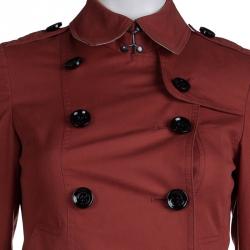 مملوكة مسبقًا Burberry Brit Red Cotton Double Breasted Jacket XS  