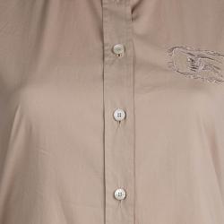 Pre Owned قميص بربري قطن أزرار أمامية بيج لندن S