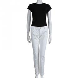 Pre Owned Burberry White Denim Straight Fit Jeans M