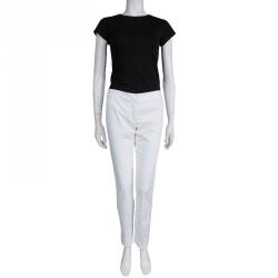 Pre Owned Burberry White Cotton Trousers M