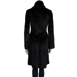 Pre Owned Burberry Prorsum Black Rabbit Fur Overcoat S