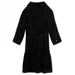 Pre Owned فستان بربري أسود مزركش بحزام M