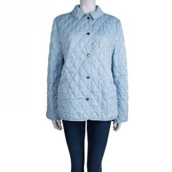 Pre Owned Burberry Powder Blue Diamond Quilted Jacket M