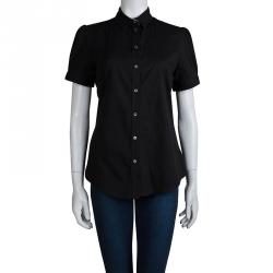 Pre Owned Burberry Brit Black Cotton Short Sleeve Button Down Shirt M
