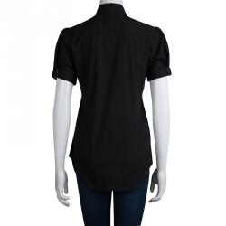 Pre Owned Burberry Brit Black Cotton Short Sleeve Button Down Shirt M