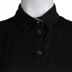 Pre Owned Burberry Brit Black Cotton Short Sleeve Button Down Shirt M