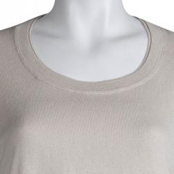 Pre Owned Burberry Beige Novacheck Trim Crew Neck Sweater M