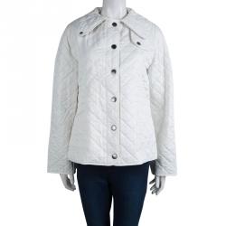 Pre Owned Burberry Brit White Diamond Quilted Jacket L