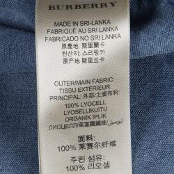 مملوكة مسبقًا قميص بربري أزرق بأزرار أمامية أكمام طويلة M