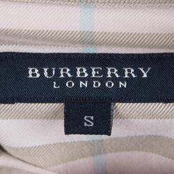 Pre Owned قميص بربري نوفا كم طويل بأزرار أمامية وردي S