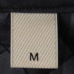 Pre Owned Burberry Black Diamond Quilted Leather Trim Detail Coat M