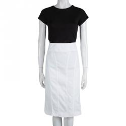 Pre Owned Burberry White Knee Length Pencil Skirt M