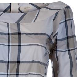 Pre Owned Burberry Brit Check Crinkle Cotton Kristie Dress L