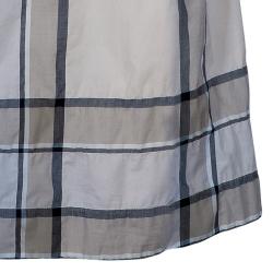 Pre Owned Burberry Brit Check Crinkle Cotton Kristie Dress L