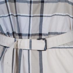 Pre Owned Burberry Brit Check Crinkle Cotton Kristie Dress L