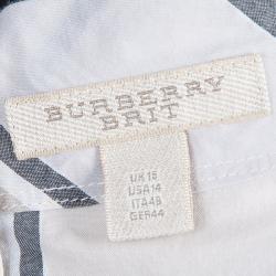 Pre Owned Burberry Brit Check Crinkle Cotton Kristie Dress L