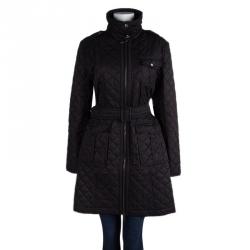 Pre Owned جاكيت بربري مبطن بحزام أسود L 