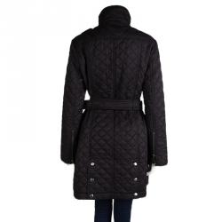 Pre Owned جاكيت بربري مبطن بحزام أسود L 